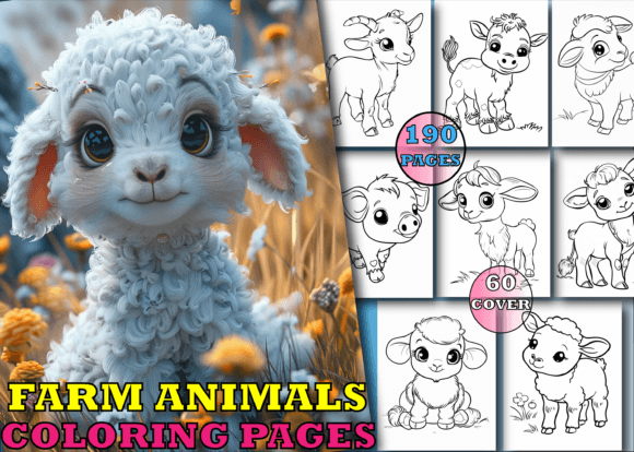 Download 190 Farm Animals Coloring Book for Kids - Premium Bundle
