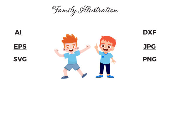 Download Family Two Children Illustration Arts - Premium Bundle