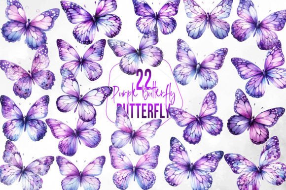 Download Watercolor Purple Butterfly Collection - Collection Collection