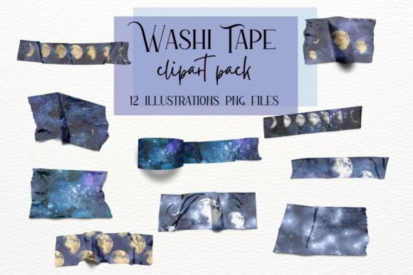 Download Moon Watercolor Washi Tapes Collection - Collection Collection
