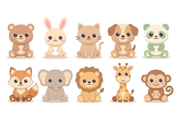 Download Cute Animals Kids Illustration Bundle - Kids illustration Collection
