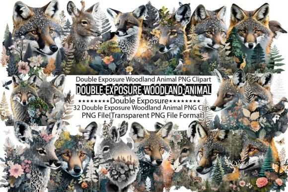 Download Double Exposure Woodland Animal Bundle - Woodland animal bundle Collection