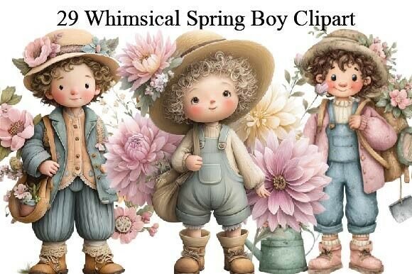 Download Whimsical Spring Boy Clipart - Premium Resources