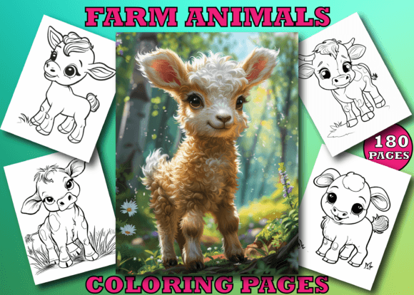 Download 180 Farm Animals Coloring Book for Kids - Premium Resources